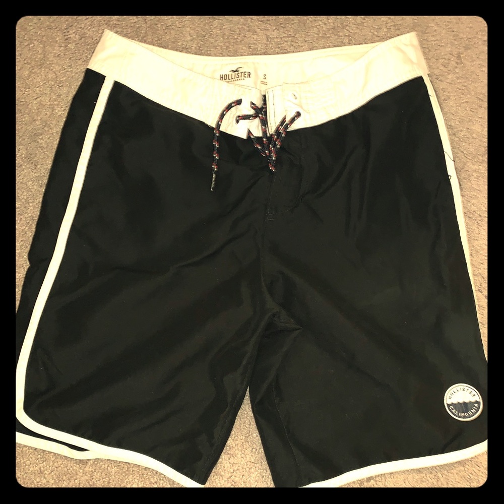 Mens Hollister Black and White Swimming Trunks